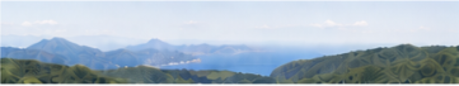 九州の山々と海を望む風景